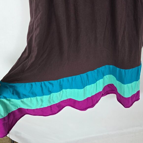 Xhilaration Dress Women's L Shirred Strapless Long Length Colorblock Brown Multi - Picture 7 of 9